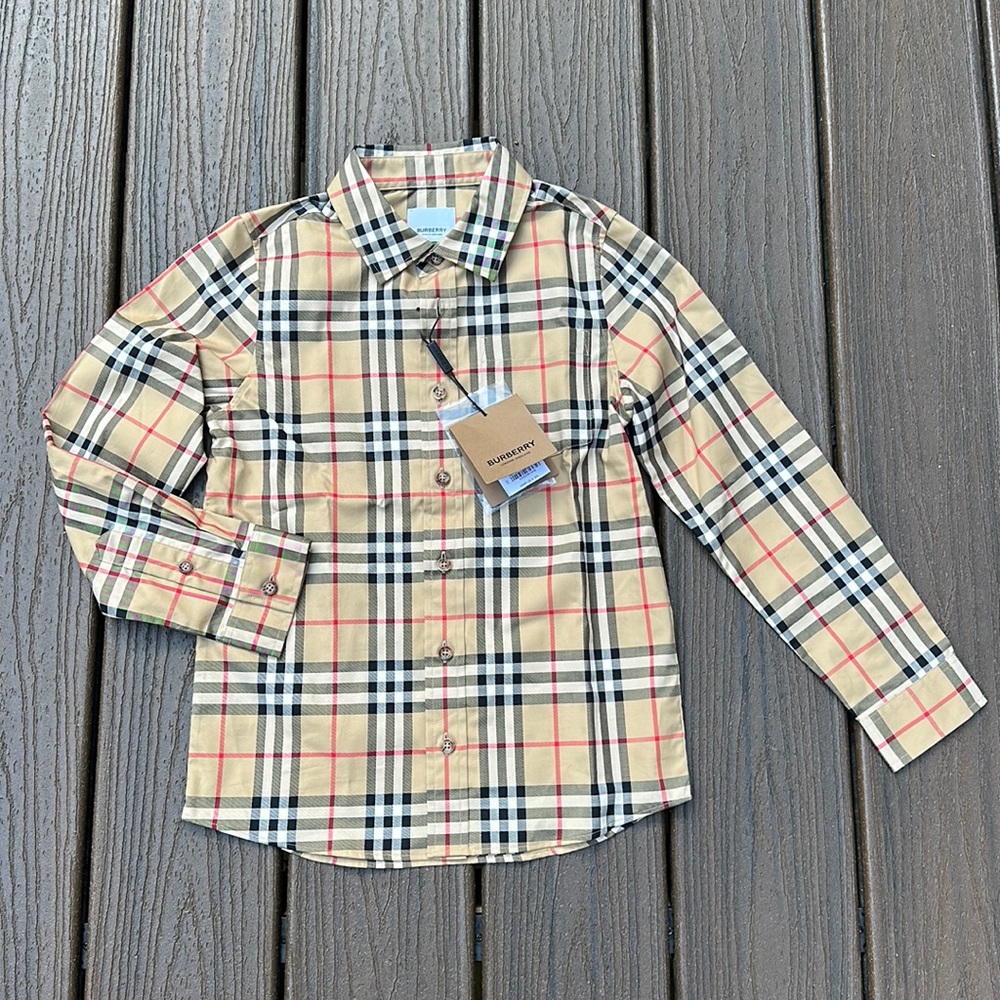 NWT Burberry Boy’s Owen Long Sleeve Size 8 Classic Check Button Down Shirt